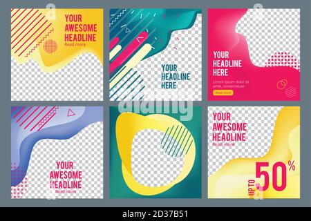 Banner social modificabili. Semplice web Visual offre web media content Square business banner vettoriali immagini modello Illustrazione Vettoriale
