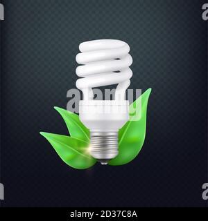 Concetto vettoriale di lampada a risparmio energetico realistico isolato Illustrazione Vettoriale