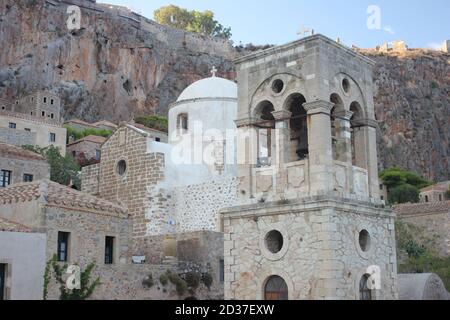 Monemvasia , storico borgo medievale nel Peloponneso meridionale, Grecia Foto Stock