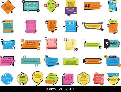 Quotare le forme. Moduli grafici per annotazioni di testo e commenti disegni vettoriali di differenza Illustrazione Vettoriale