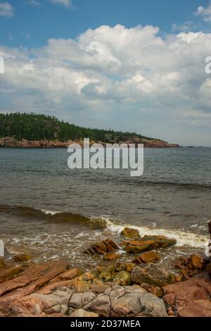 Spiaggia a Black Brook Cove lungo il Cabot Trail sull'Isola di Cape Breton, Nuova Scozia, Canada. Foto Stock