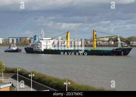 Nave da carico Sider Tayrona che arriva a Londra con un carico Di zucchero di canna per la raffineria Tamigi di Tate & Lyle Sugar A Silvertown Foto Stock