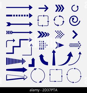Insieme di direzioni vettoriali e segni di frecce, isolati Illustrazione Vettoriale