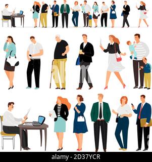 Coda di servizio. Banca business prestito approvazione persone riga o questionari e applicazioni admin cartone animato uomini e donne in piedi lungo linea illustrazione vettoriale Illustrazione Vettoriale