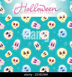 Modelli senza giunture di Halloween. Sfondo di Halloween vettoriale. Stile piatto. Illustrazione Vettoriale