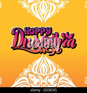 Bella scritta calligrafia iscrizione Happy Dussehra festival Illustrazione Vettoriale