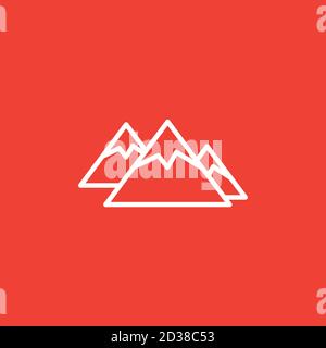 Icona Mountain Line su sfondo rosso. Illustrazione di Red Flat Style Vector. Illustrazione Vettoriale