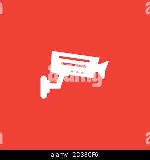 Icona della videocamera di sicurezza su sfondo rosso. Illustrazione di Red Flat Style Vector. Illustrazione Vettoriale