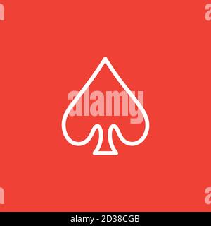 Icona della linea di spade della carta in riproduzione su sfondo rosso. Illustrazione di Red Flat Style Vector. Illustrazione Vettoriale