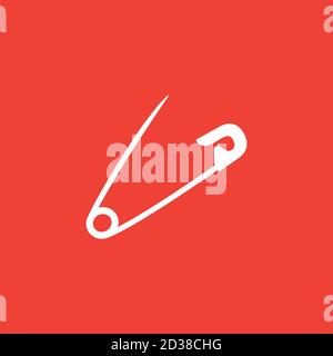 Icona del perno di sicurezza su sfondo rosso. Illustrazione di Red Flat Style Vector. Illustrazione Vettoriale