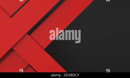 Strisce dinamiche rosse diagonali su sfondo nero. Rendering 3D astratto moderno con linee e ombre scure Foto Stock
