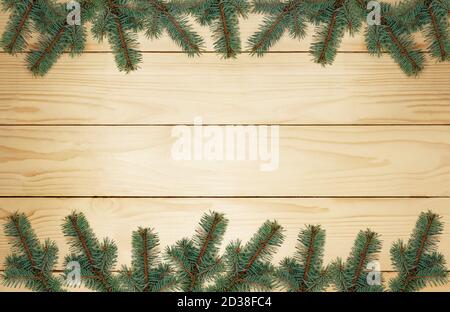 Decorazione xmas su sfondo di legno. Modello per il biglietto di auguri Foto Stock