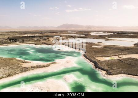 Aereo di laghi salati, paesaggio naturale. Foto a Qinghai, Cina. Foto Stock