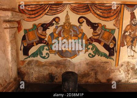 pittura murale al tempio di brihadisvara, tanjore, tamil nadu, india Foto Stock