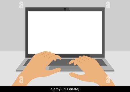 Computer portatile con schermo vuoto e tastiera a mani libere. Illustrazione vettoriale Illustrazione Vettoriale