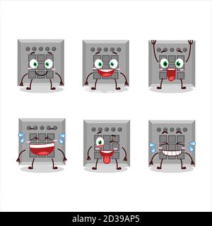 Personaggio cartoon di tra noi pulsante compito con espressione sorriso Illustrazione Vettoriale