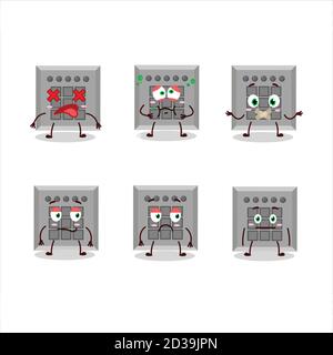Tra noi pulsante task cartoon carattere con espressione nope Illustrazione Vettoriale