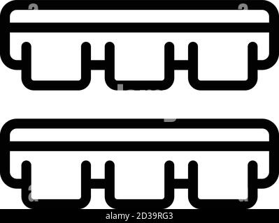 Icona del vassoio del ghiaccio del frigorifero, stile del contorno Illustrazione Vettoriale