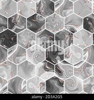 Struttura esagonale in marmo senza cuciture in oro Foto Stock