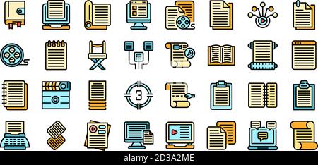 Le icone dello scenario impostano il vettore piatto Illustrazione Vettoriale