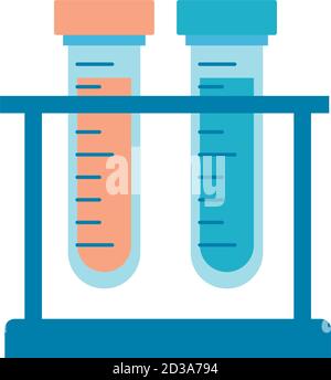 analisi di provette mediche in laboratorio base icone piatte illustrazione vettoriale design Illustrazione Vettoriale