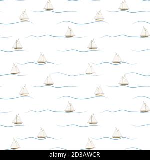 Sfondo senza cuciture con carino navi colorate. Un vettore ricorrente. Illustrazione Vettoriale