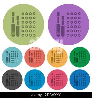Set di punte per cacciavite icone piatte più scure su sfondo rotondo a colori Illustrazione Vettoriale