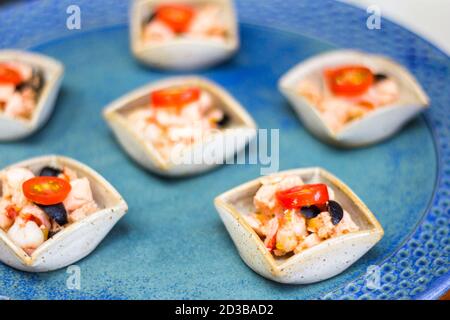 Tartine servite in un bufffet dell'hotel a Cebu Foto Stock