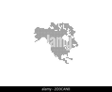 Nord America, continente, mappa punteggiata su sfondo bianco. Illustrazione vettoriale. Illustrazione Vettoriale