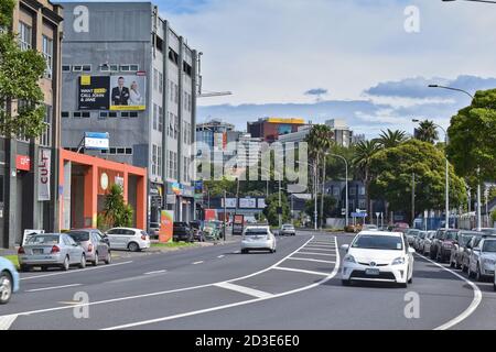 AUCKLAND, NUOVA ZELANDA - 05 aprile 2019: Auckland / Nuova Zelanda - 5 aprile 2019: Vista prospettica dello Strand Foto Stock