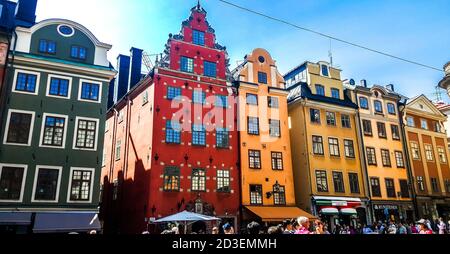 Piazza Stortorget nel centro storico (Gamla Stan). Stoccolma, Svezia Foto Stock