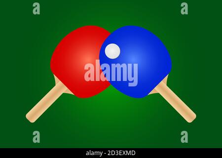 Ping pong ping pong 2 pipistrelli e un logo palla icona Illustrazione Vettoriale