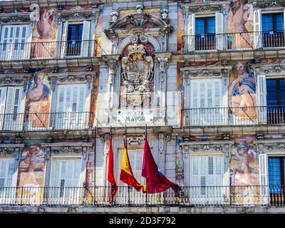 Casa de la Panaderia su Plaza Mayor di Madrid in Spagna Foto Stock