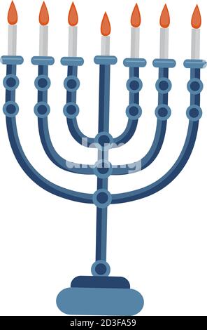 Menorah hanukkah icona piatta, stile cartone animato. Illustrazione vettoriale Illustrazione Vettoriale