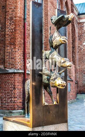 Monumento ai musicisti della città di Brema. Riga, Lettonia Foto Stock