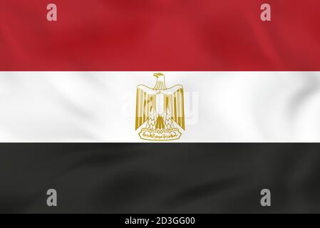 Bandiera egiziana sventolante. Egitto bandiera nazionale trama di sfondo. Illustrazione vettoriale. Illustrazione Vettoriale