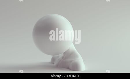 Femmina Busto bianco testa sferica grande e spalle laterali Visualizzare l'illustrazione 3d Foto Stock