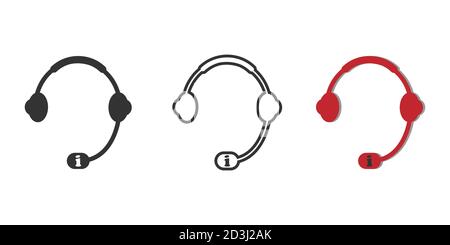 Servizio di assistenza telefonica, icone di supporto informazioni. ECommerce, elearning, concetto di consulenza per telemarketing. Set di design grafico a forma piatta Illustrazione Vettoriale