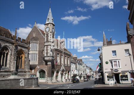 Vista su High East Street a Dorchester Dorset nel Regno Unito preso il 20 luglio 2020 Foto Stock