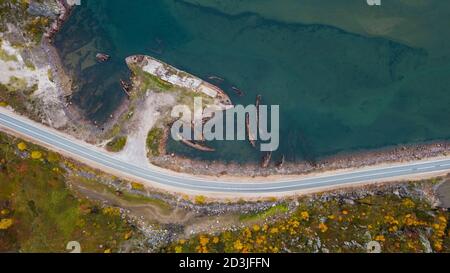 Cantiere navale, Teriberka Village, Russia Foto Stock