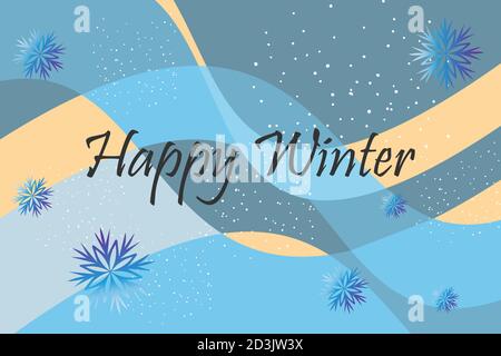 Modello banner astratto. Design geometrico per le cartoline natalizie invernali, stampa, intestazione lunga sui social media con fiocchi di neve, spazio per il testo Illustrazione Vettoriale