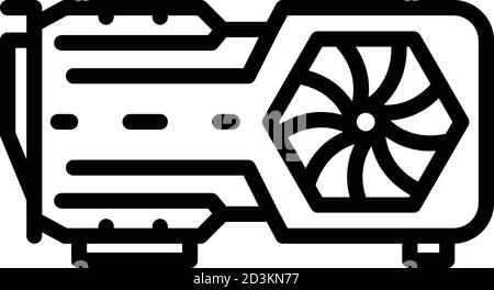 Icona della scheda di visualizzazione GPU, stile contorno Illustrazione Vettoriale