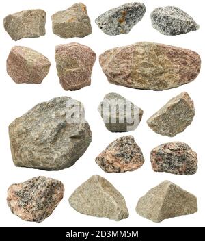 Graniti, rocce impostare isolati su sfondo bianco Foto Stock