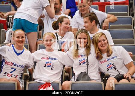 Tifosi di basket della Repubblica Ceca. Torneo OQT di FIBA, Belgrado 2016 Foto Stock