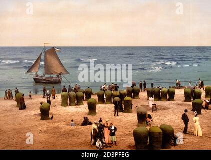 La spiaggia di Scheveningen, Olanda, circa 1900 Foto Stock