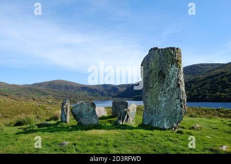 Uragh Stone Circle sulla penisola di Beara, Contea di Kerry, Irlanda - John Gollop Foto Stock