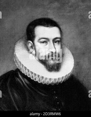 Henry Hudson (1565-1611), ritratto dell'esploratore inglese, meglio conosciuta per le sue esplorazioni del momento presente in Canada e in alcune parti del nordest degli Stati Uniti Foto Stock