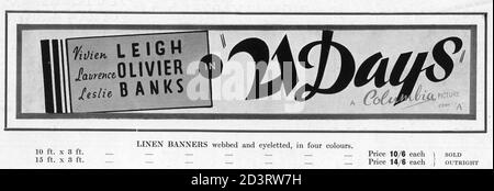 LE BANCHE VIVIEN LEIGH LAURENCE OLIVIER E LESLIE IN 21 GIORNI AKA VENTUNO GIORNI INSIEME AKA IL PRIMO E IL PUBBLICATO IL 1937 1940 regista BASIL DEAN romanzo JOHN GALSWORTHY Scenario Basil Dean e Graham Greene produttore Alexander Korda London Produzioni cinematografiche / Columbia Pictures Foto Stock