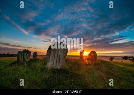 Il cerchio di pietra vicino a Duddo nel Nord Northumberland. Questo sito neolitihic è raramente visitato. I nomi locali delle "Donne" potrebbero riferirsi al loro Foto Stock