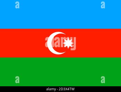 La bandiera di stato dell'Azerbaigian con una luna crescente e una stella. Illustrazione Vettoriale